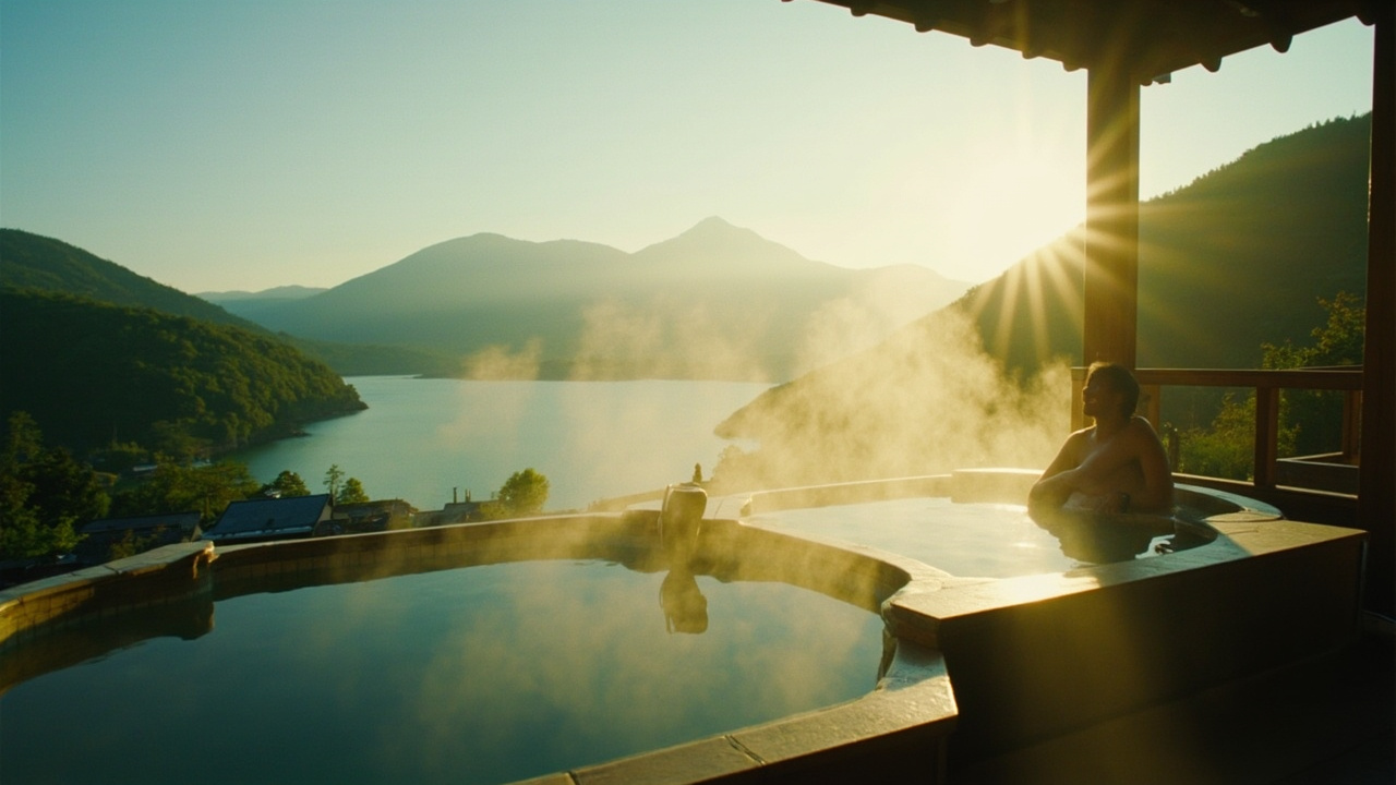 Hakone onsen with Mount Fuji view