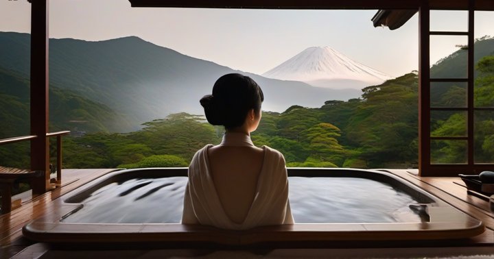 Hakone hot springs with Mount Fuji views